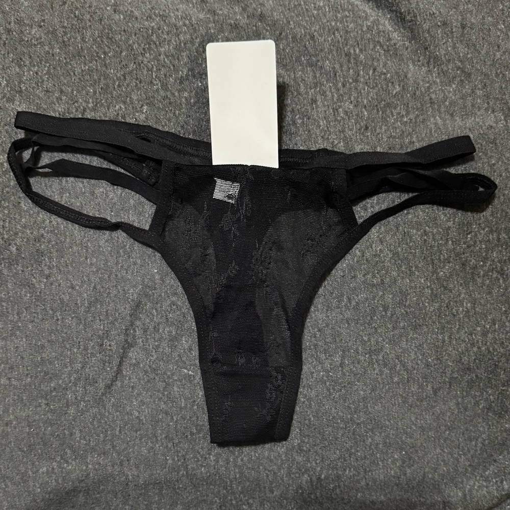 Elegant Black Lace Thong